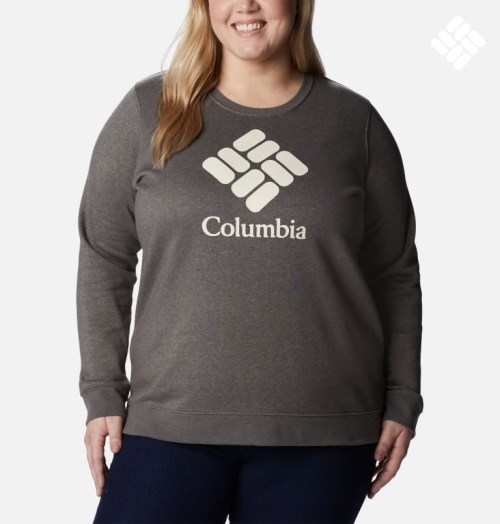 Women's Columbia Trek Graphic Crew Sweatshirts Dark Grey | Plus Size CA-NL6CA